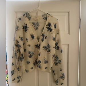 NWOT Sezane Blue floral sweater